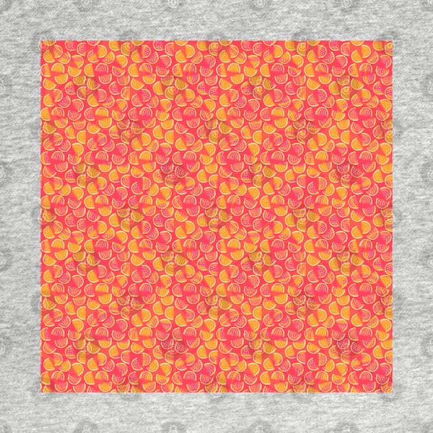 Watermelon Orange Juice | Brilliant Pink and Orange Pattern | Itty Bitty Watermelon Confetti Design by cherdoodles